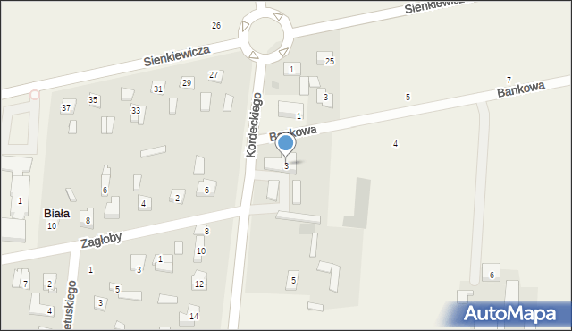 Biała, Kordeckiego Augustyna, ks., 3, mapa Biała