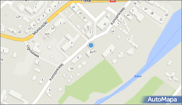 Biała Piska, Konopnickiej Marii, 3A, mapa Biała Piska