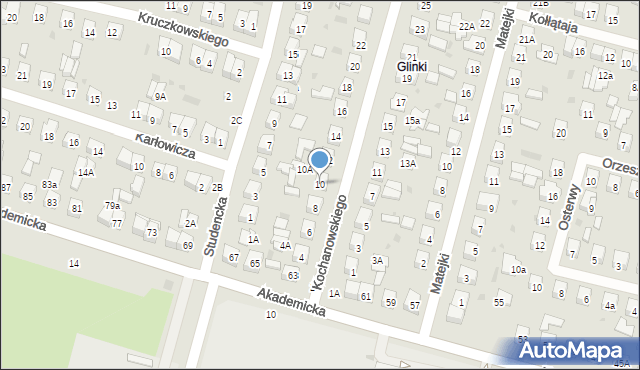 Biała Podlaska, Kochanowskiego Jana, 10, mapa Białej Podlaskiej