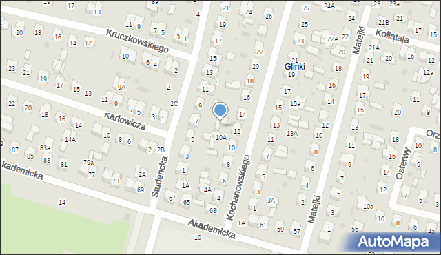 Biała Podlaska, Kochanowskiego Jana, 12a, mapa Białej Podlaskiej