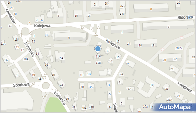 Biała Podlaska, Kolejowa, 11A, mapa Białej Podlaskiej