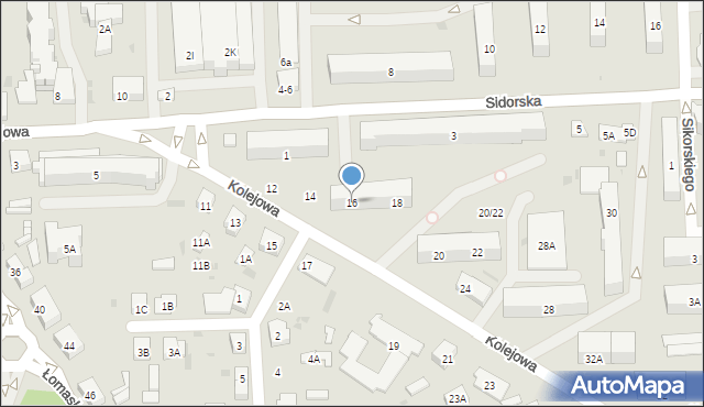 Biała Podlaska, Kolejowa, 16, mapa Białej Podlaskiej