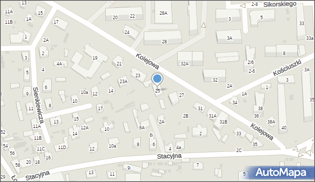 Biała Podlaska, Kolejowa, 25, mapa Białej Podlaskiej