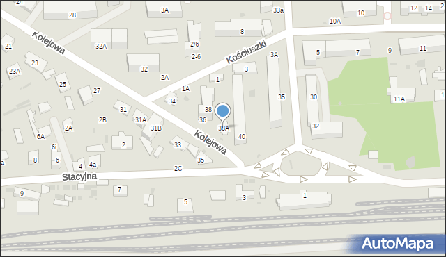Biała Podlaska, Kolejowa, 38A, mapa Białej Podlaskiej