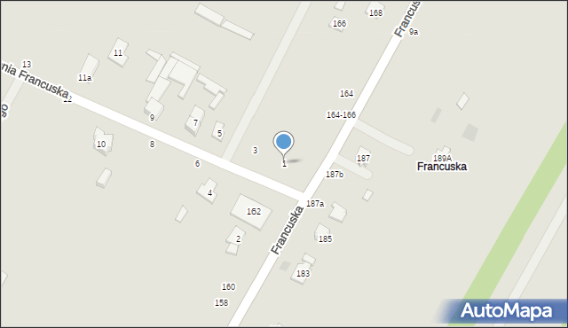 Biała Podlaska, Kolonia Francuska, 1, mapa Białej Podlaskiej