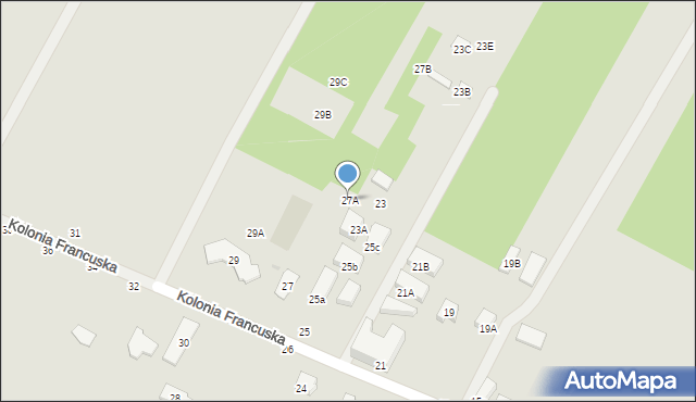 Biała Podlaska, Kolonia Francuska, 27A, mapa Białej Podlaskiej