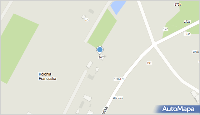 Biała Podlaska, Kolonia Francuska, 3A, mapa Białej Podlaskiej