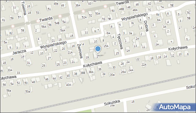 Biała Podlaska, Kołychawa, 17, mapa Białej Podlaskiej