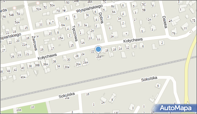 Biała Podlaska, Kołychawa, 22A, mapa Białej Podlaskiej