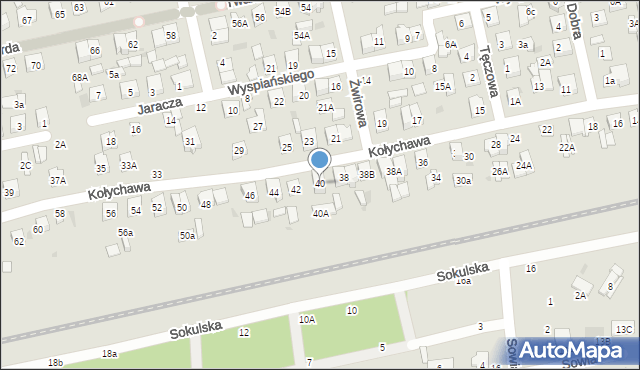 Biała Podlaska, Kołychawa, 40, mapa Białej Podlaskiej