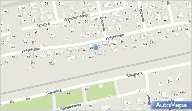 Biała Podlaska, Kołychawa, 40B, mapa Białej Podlaskiej