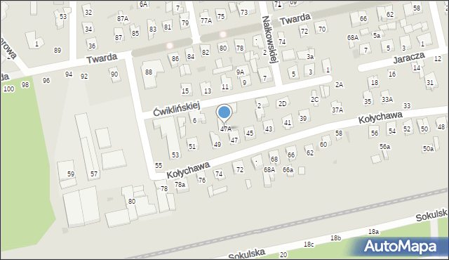 Biała Podlaska, Kołychawa, 47A, mapa Białej Podlaskiej