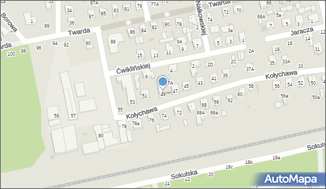 Biała Podlaska, Kołychawa, 49, mapa Białej Podlaskiej