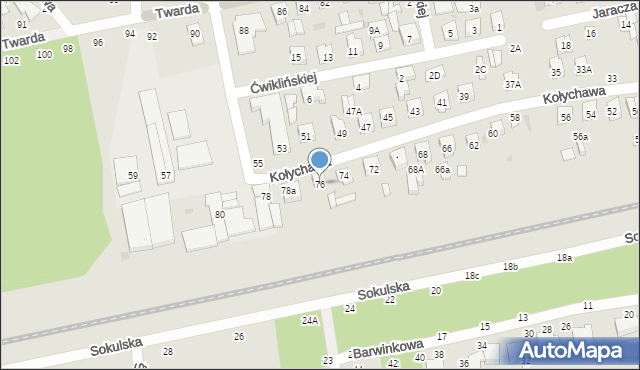 Biała Podlaska, Kołychawa, 76, mapa Białej Podlaskiej