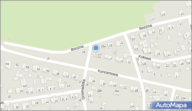 Biała Podlaska, Koncertowa, 23, mapa Białej Podlaskiej