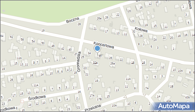 Biała Podlaska, Koncertowa, 32, mapa Białej Podlaskiej