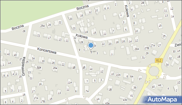 Biała Podlaska, Koncertowa, 5, mapa Białej Podlaskiej