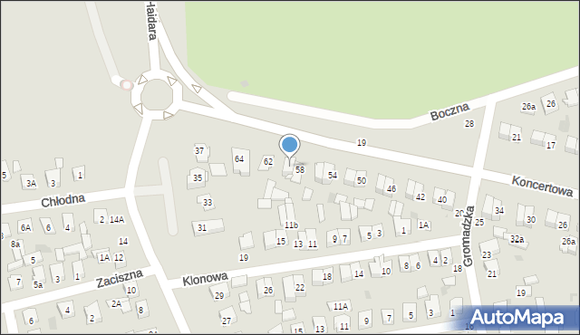 Biała Podlaska, Koncertowa, 60, mapa Białej Podlaskiej