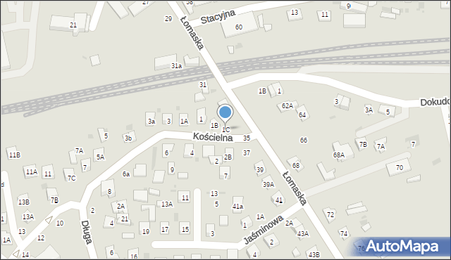 Biała Podlaska, Kościelna, 1C, mapa Białej Podlaskiej