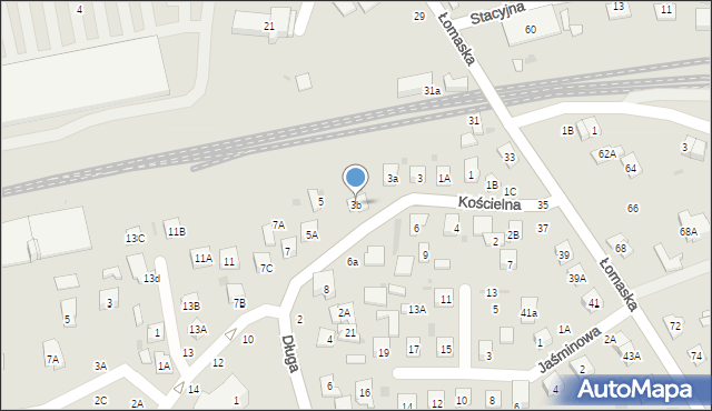 Biała Podlaska, Kościelna, 3b, mapa Białej Podlaskiej