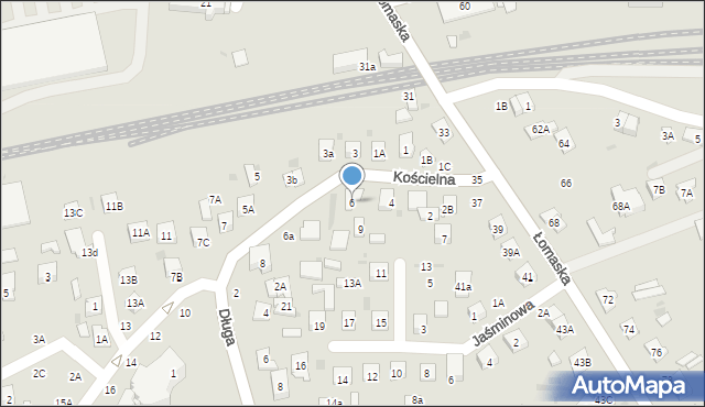 Biała Podlaska, Kościelna, 6, mapa Białej Podlaskiej