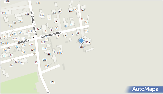 Biała Podlaska, Kosmonautów, 11a, mapa Białej Podlaskiej