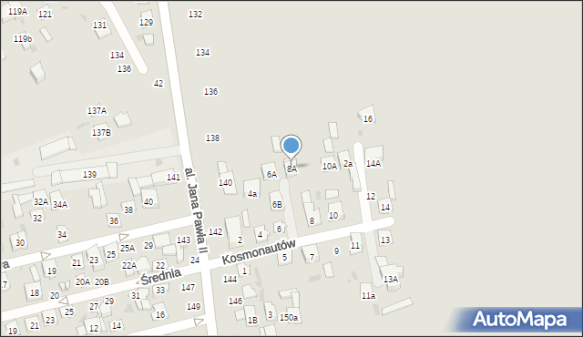 Biała Podlaska, Kosmonautów, 8A, mapa Białej Podlaskiej