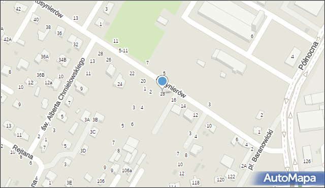 Biała Podlaska, Kosynierów, 18, mapa Białej Podlaskiej