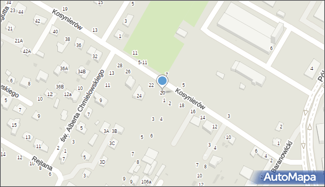 Biała Podlaska, Kosynierów, 20, mapa Białej Podlaskiej