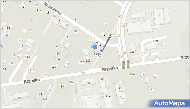 Biała Podlaska, Kosynierów, 2A, mapa Białej Podlaskiej