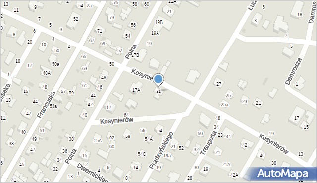 Biała Podlaska, Kosynierów, 31, mapa Białej Podlaskiej