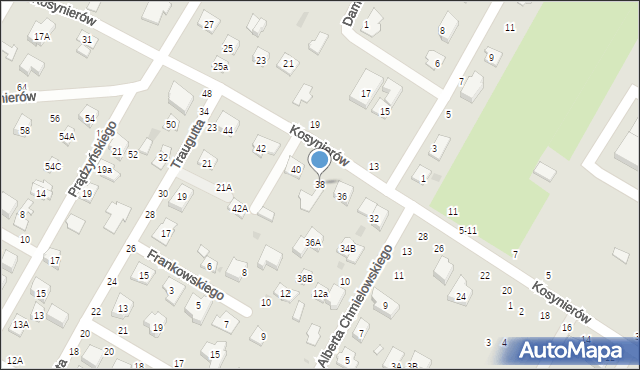 Biała Podlaska, Kosynierów, 38, mapa Białej Podlaskiej