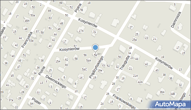 Biała Podlaska, Kosynierów, 54, mapa Białej Podlaskiej