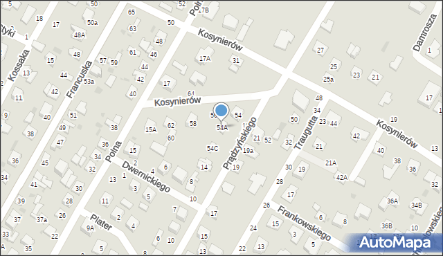 Biała Podlaska, Kosynierów, 54A, mapa Białej Podlaskiej