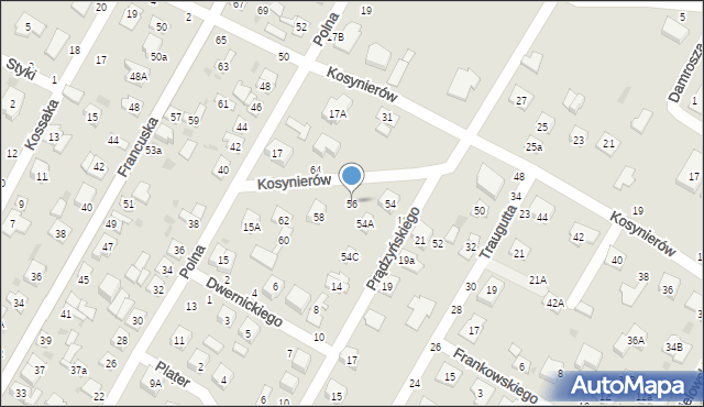 Biała Podlaska, Kosynierów, 56, mapa Białej Podlaskiej