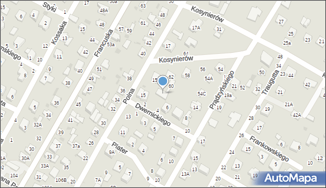 Biała Podlaska, Kosynierów, 60A, mapa Białej Podlaskiej