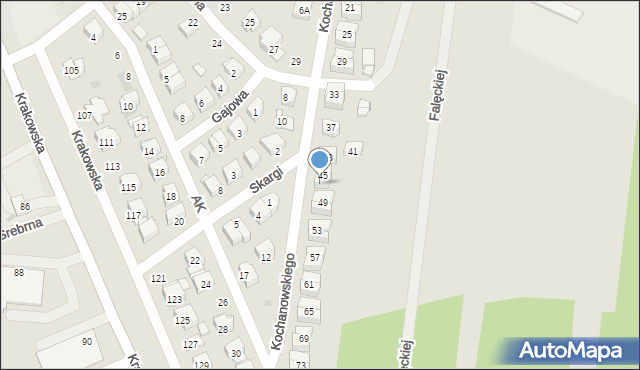 Białobrzegi, Kochanowskiego Jana, 47, mapa Białobrzegi