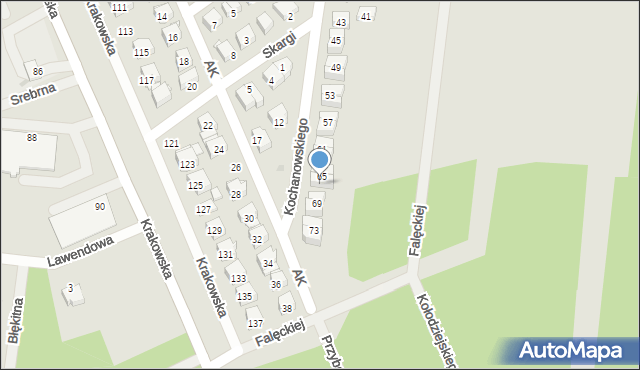 Białobrzegi, Kochanowskiego Jana, 67, mapa Białobrzegi