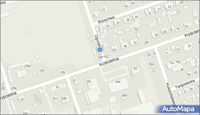 Białobrzegi, Kościelna, 104, mapa Białobrzegi