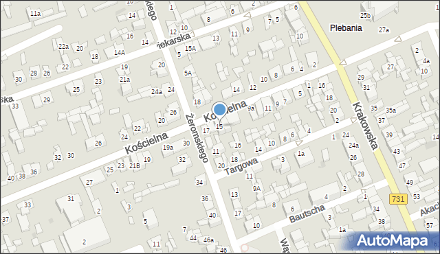 Białobrzegi, Kościelna, 15, mapa Białobrzegi