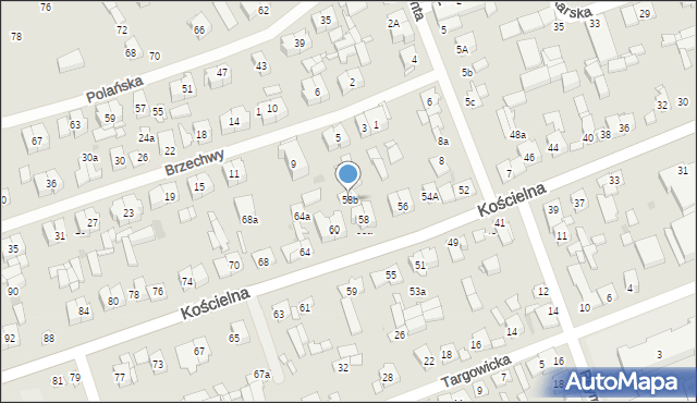Białobrzegi, Kościelna, 58b, mapa Białobrzegi