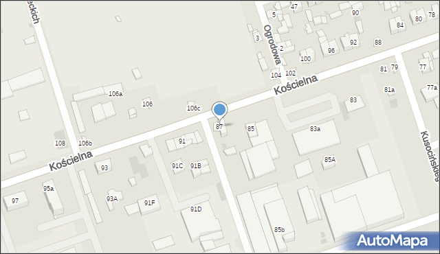 Białobrzegi, Kościelna, 87, mapa Białobrzegi