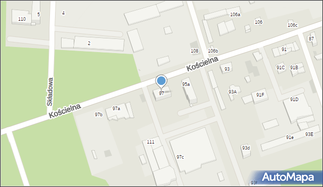 Białobrzegi, Kościelna, 97, mapa Białobrzegi