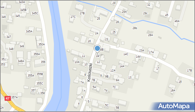 Biały Dunajec, Kościuszki Tadeusza, gen., 14, mapa Biały Dunajec