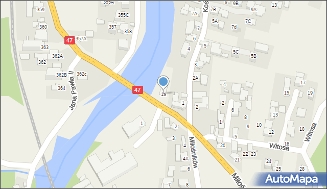Biały Dunajec, Kościuszki Tadeusza, gen., 1a, mapa Biały Dunajec