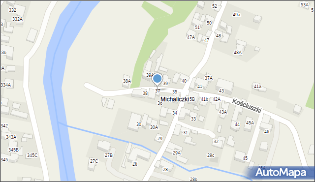 Biały Dunajec, Kościuszki Tadeusza, gen., 37, mapa Biały Dunajec