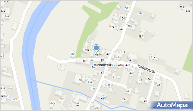 Biały Dunajec, Kościuszki Tadeusza, gen., 39, mapa Biały Dunajec