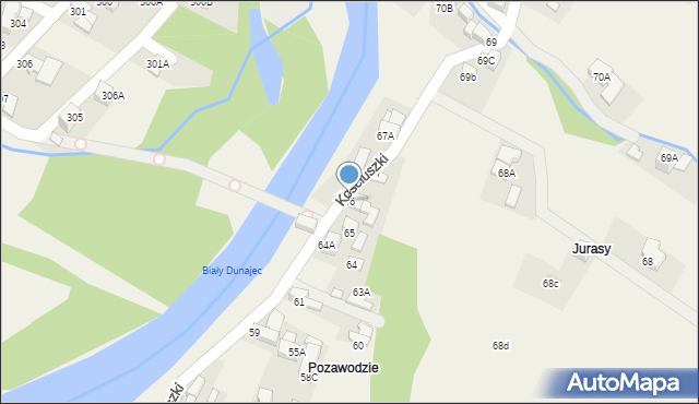 Biały Dunajec, Kościuszki Tadeusza, gen., 66, mapa Biały Dunajec