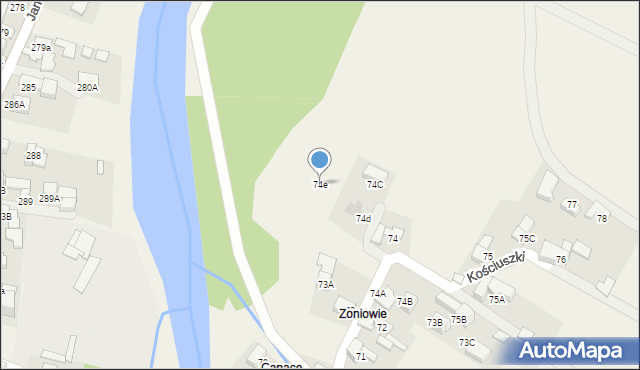 Biały Dunajec, Kościuszki Tadeusza, gen., 74e, mapa Biały Dunajec