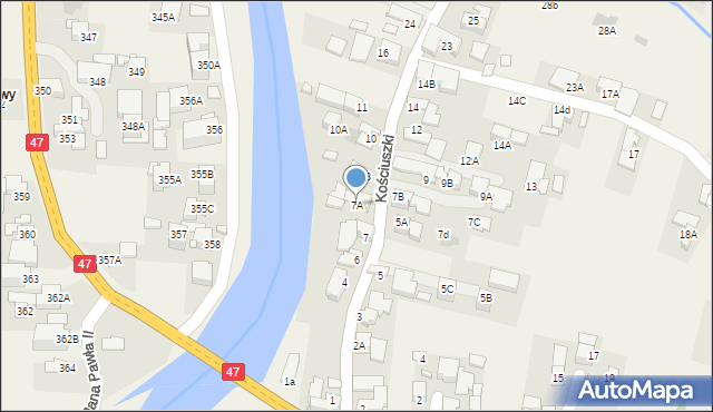 Biały Dunajec, Kościuszki Tadeusza, gen., 7A, mapa Biały Dunajec